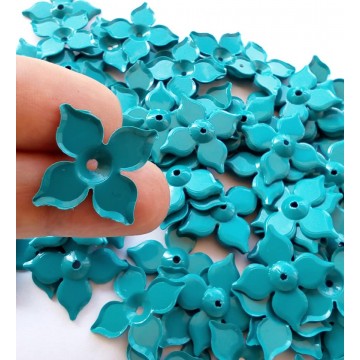 Paillette a forma di fiore - 18 mm -petrolio -3 grammi
