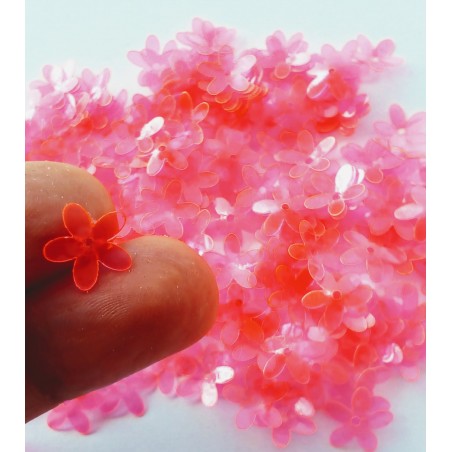 Sequins in the shape of a flower - 10 mm - bright pink - 3 grams