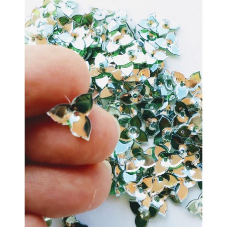 Paillette a forma di fiore - 10 mm - Green - 3 grammi