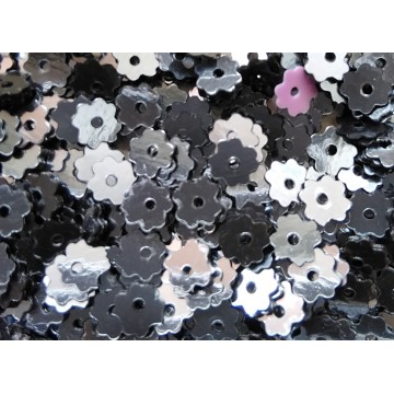 Sequins 5 mm - flower shape - Grey - 5 grams