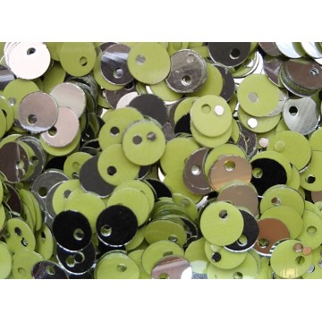 Sequins 5 mm - high hole - double side -Lime green/silver...