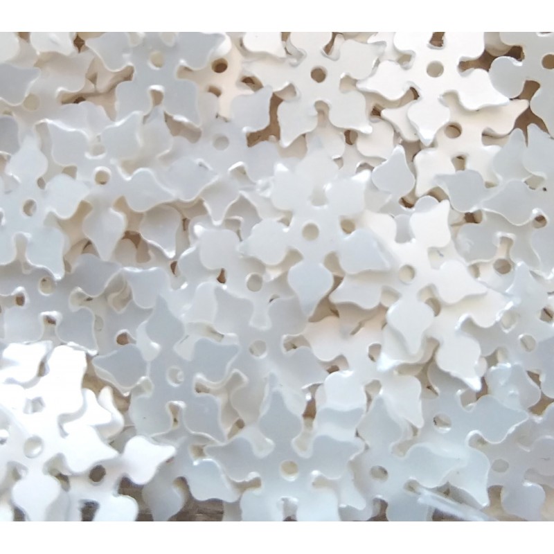 Sequins 8 mm - flower - White -6 grams