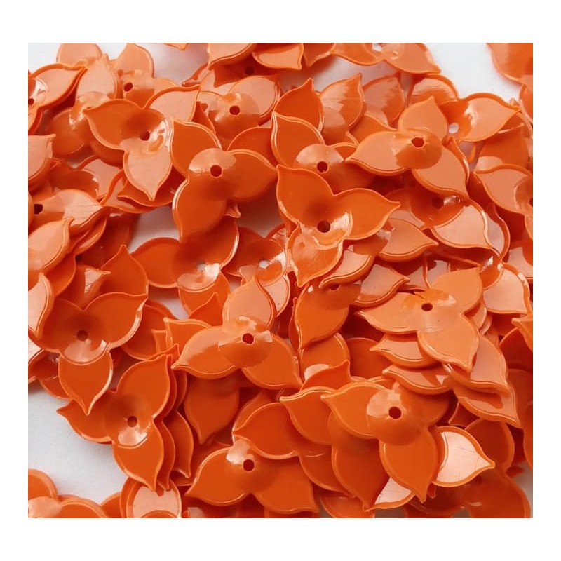Flower sequins - 15 mm - orange - 3 grams