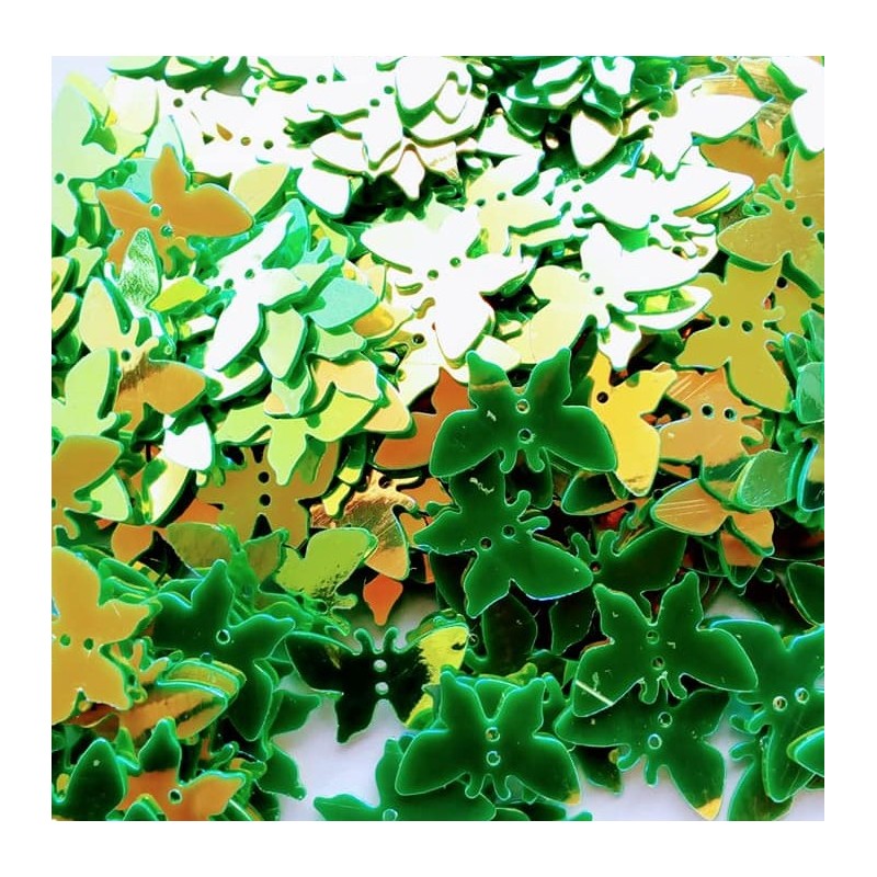 Butterfly sequins -8 x18 mm - Green - 3 grams