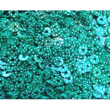 Paillette 3 mm - foro centrale - verde/bianco - 10 grammi
