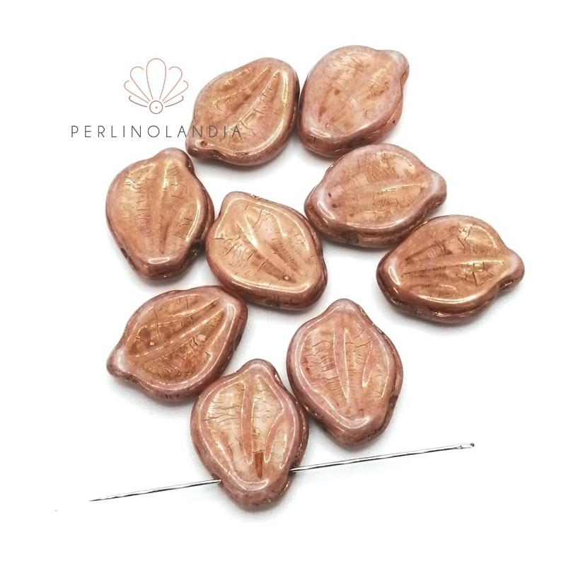 Peony Petals 12x15mm -  Alabaster Gold Luster -...