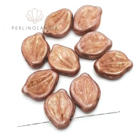 Peony Petals 12x15mm -  Alabaster Gold Luster - 10 pezzi