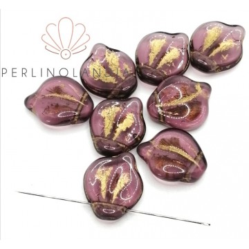 Peony Petals 12x15mm - Transparent Amethist- 10 pezzi