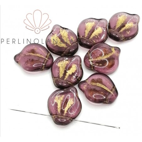 Peony Petals 12x15mm - Transparent Amethist- 10 pezzi