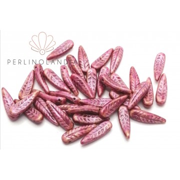 Bird Faether Beads 5x17mm - Alabaster Pink Picasso - 40...