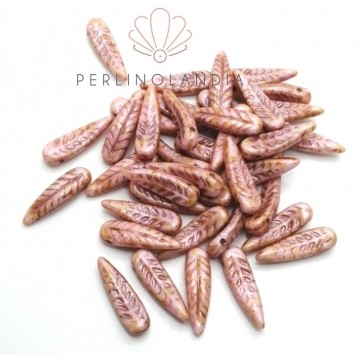 Bird Faether Beads 5x17mm - Alabaster Brown Pink - 40 pezzi
