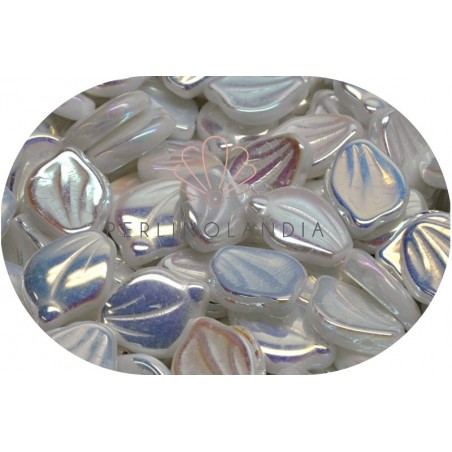 Peony Petals 12x15mm - white alabaster ab - 10 Pezzi