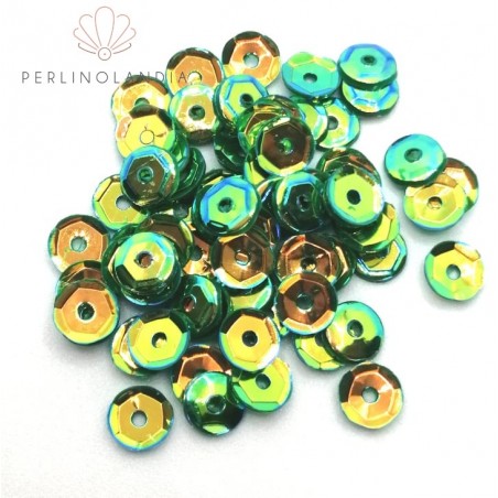 Paillette Cuvettes 5 mm - foro centrale - Raimbow Green - 5 grammi
