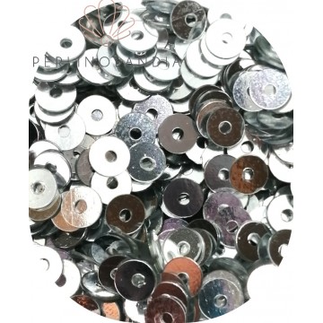 Sequins 4 mm - central hole - Silver - 5 grams