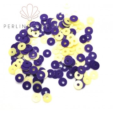 Sequins 4 mm - central hole - double side - violet/yellow