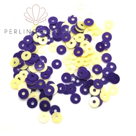 Sequins 4 mm - central hole - double side - violet/yellow