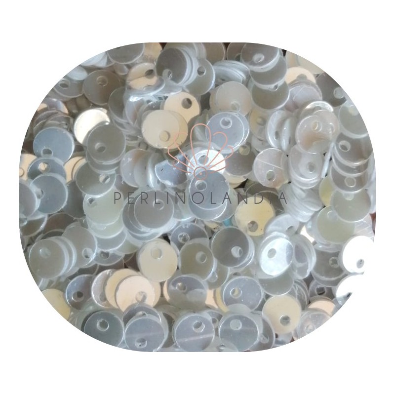 Sequins 4 mm - high hole - pearl white - 5 grams