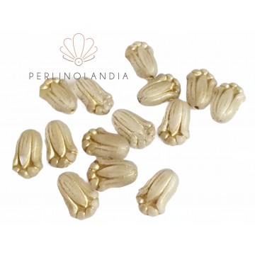 Tulip Bud Beads 12x8mm -  Matte Crystal Gold - 24 pezzi