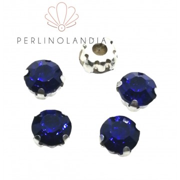 Chaton con castone 8 mm - vetro - 5 pezzi - cobalt blue
