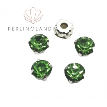 Chaton con castone 8 mm - vetro - 5 pezzi - Peridot