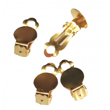 Base Piatta Con Clip - metallo- dorato - 4 Pezzi - 12 mm