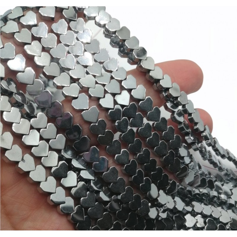 Filo Hematite CUORE LISCIO 6mm - GRIGIO