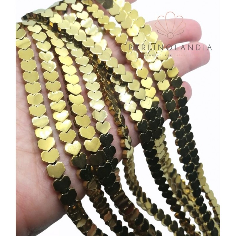 Filo Hematite CUORE LISCIO 6mm - BRONZO