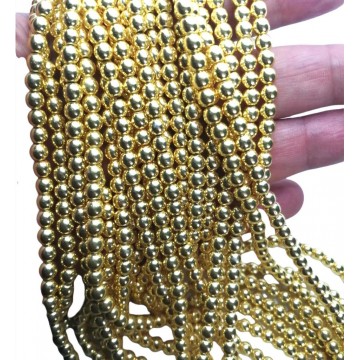 filo Hematite TONDA LISCIA 4 mm -GOLD