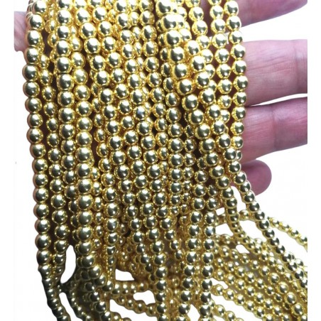 filo Hematite TONDA LISCIA 4 mm -GOLD