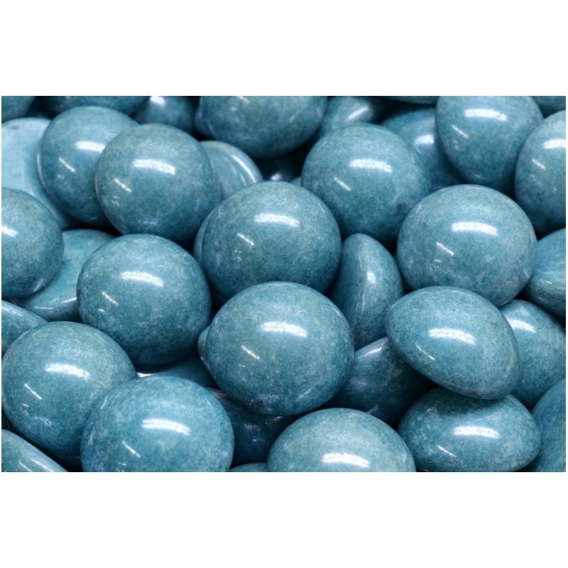 cabochon beads 14x14mm Chalk White BLUE Luster - 2 pezzi