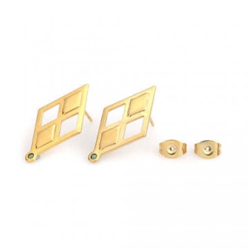 Orecchini a perno- Rombo - 24 x 13mm ACCIAIO INOSSIDABILE...