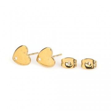 Orecchini cuore 8 mm - acciaio -  dorato - 1 coppia
