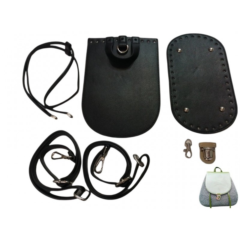 SET BORSA - SIMILPELLE - NERO