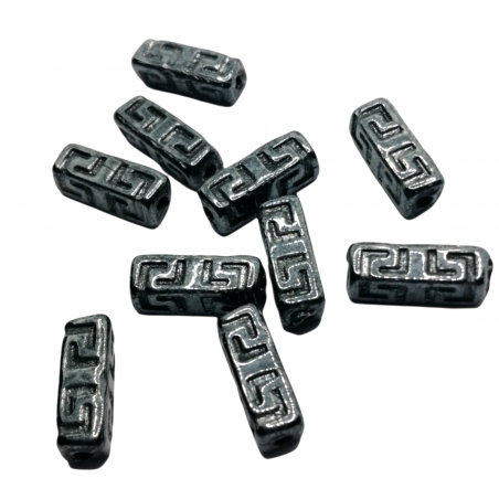 Celtic Block beads 15x5mm - JET HEMATITE - 20 pezzi