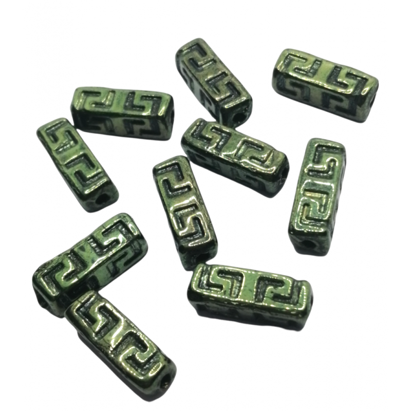 Celtic Block beads 15x5mm  - JET RED LUSTER - 10 pezzi