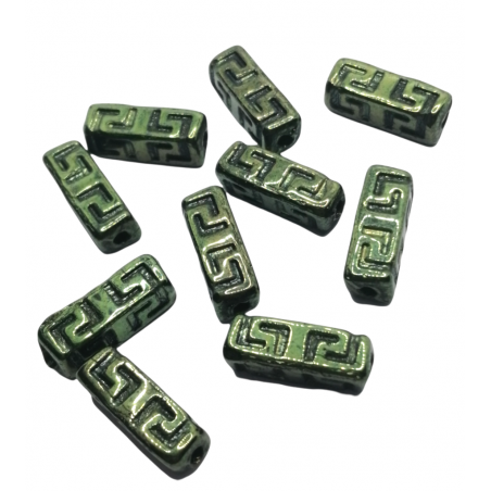 Celtic Block beads 15x5mm  - JET RED LUSTER - 20 pezzi