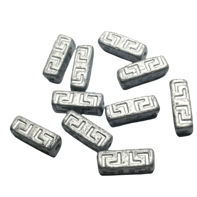 Celtic Block beads 15x5mm  - SILVER MATTE -20...