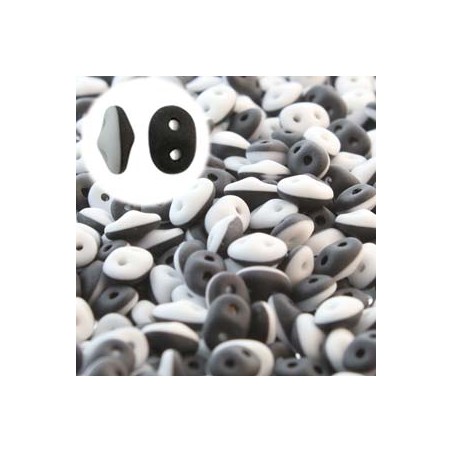Superduo 5x2,5mm - duets blk/wht mat opq- 10 grammi