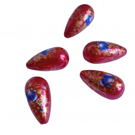 Gocce In Vetro 22X11mm -rosso - acrilico decorazioni giapponesi - 2 Pezzi