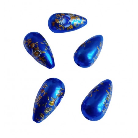 Gocce In Vetro 22X11mm -blu - acrilico decorazioni giapponesi 2 Pezzi