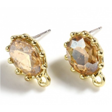 Orecchini a Perno con ovale in vetro - topaz - 1 coppia