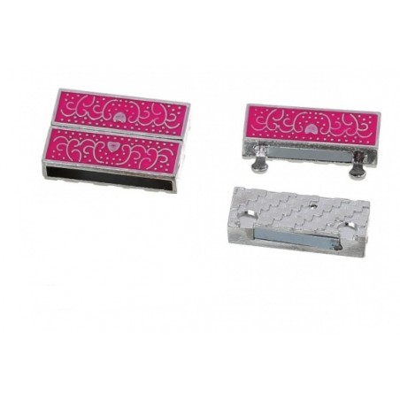 Chiusura a calamita rettangolare  smaltata - fuchsia - 1 set
