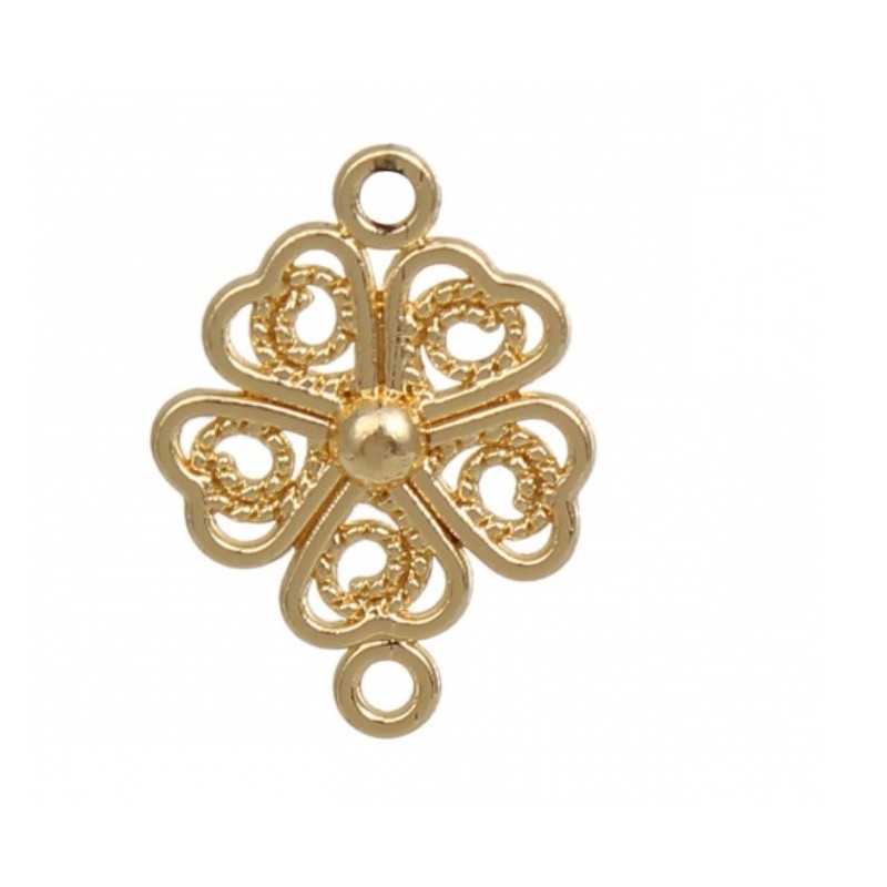 connettore trifoglio - dorato - 2 pezzi - 21x15mm