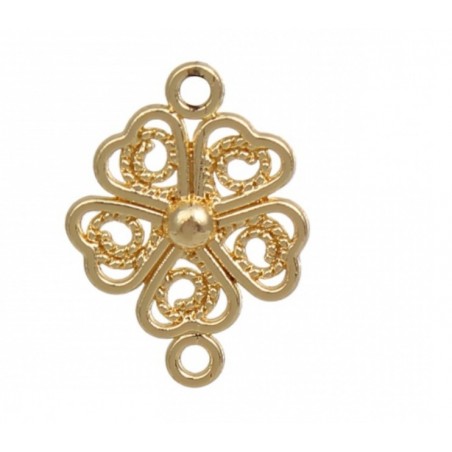connettore trifoglio - dorato - 2 pezzi - 21x15mm