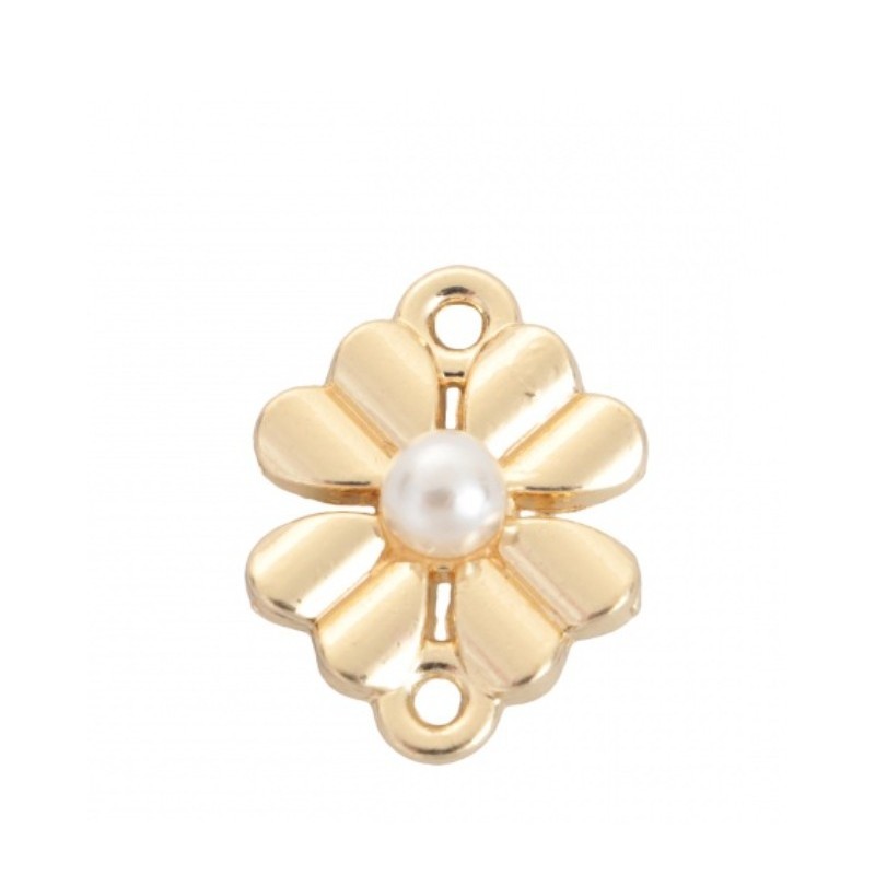 Connettore trifoglio con perla - 16mm x 12mm -...
