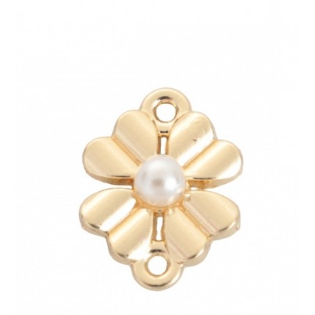Connettore trifoglio con perla - 16mm x 12mm - 2 pezzi