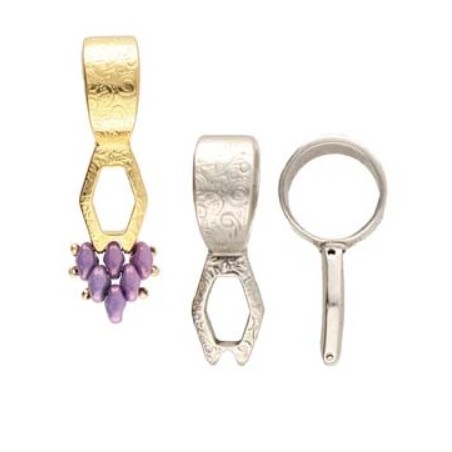 CYMBAL "LAMYRA" ANTIQUE SILVER PLATED GANCIO PER COLLANE ADATTABILE ALLE PERLINE SUPERDUO - 1 PEZZO