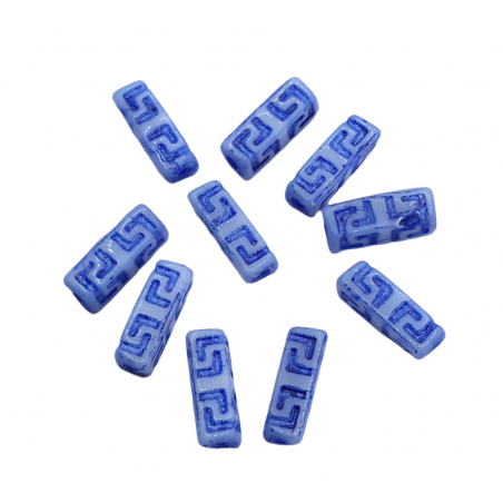 Celtic Block beads 15x5mm ALABASTER BLUE LUSTER - 20 pezzi