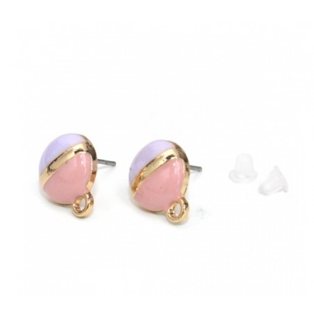 Perni laccati - tondo - viola/rosa -10mm - 1 coppia