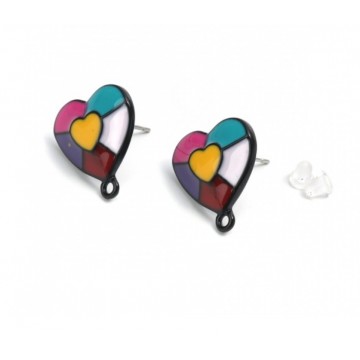 Perni laccati - cuore - Diametro 17x15mm - 1 Coppia